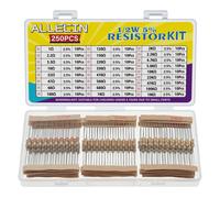 ALLECIN 25 Values 1/2W Resistor Kit From 1 Ohm to 1M Ohm 1/2 Watt 5% Carbon Film Resistors Assortment