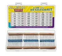 ALLECIN 25 Values 1/4W Resistor Kit From 1 Ohm to 1M Ohm 1/4 Watt 1% Metal Film Resistors Assortment