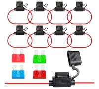 ALLECIN 8 Pcs 16AWG Fuse Holder Waterproof 32V Inline Blade Fuses Holders Wire with 10A 15A 30A 40A Standard Car Fuses
