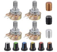 ALLECIN WH148 B100R 100 Ohm Potentiometer 3Pin 15mm Shaft 100R Single-Joint Linear Rotary Taper Potentiometers Variable Resistor with AG2 Knob Cap and Aluminum Alloy Knobs (Pack of 20pcs)