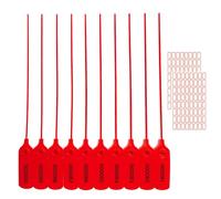 Alledomain 100PCS Plastic Anti Tamper Fire Extinguisher Seals - Easy-Breaking Securely Seal Zip Ties with Low Break Strength - Pull Tite Security Tags- Numbered Disposable Self-Locking Tie 300mm(Red)