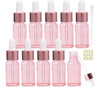 Alledomain 10Pcs, 10ml Rose Gold Glass Bottles with Dropper Pipettes, Mini Empty Dropper Bottles Metal Cap Refillable Sample Container for Essential Oil/Aromatherapy Blend/Chemical Liquid