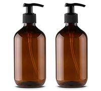 Alledomain 2PCS 300ml/10oz Empty Refillable Plastic Lotion Pump Bottles, Shampoo Body Washing Cream Shower Gel Storage Holder Container Toiletries Liquid Dispenser (Brown)