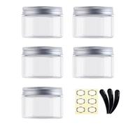 Alledomain 5PCS 120ML Clear Round Cosmetic Containers with Inner Liners & Aluminum Alloy Lids - Travel Jars for Lip, Body Scrub, Lotion, Powder, Ointment, Makeup