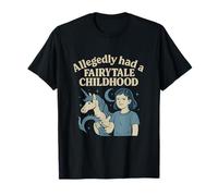 Allegedly Had a Fairytale Childhood Unicorn Retro Graphic T-Shirt