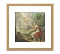 Allegory Birth William Prince Orange 8X8 Inch Square Wooden Framed Wall Art Print Picture with Mount Artery8 Light Oak One Size