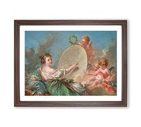Allegory Of Painting By Francois Boucher Classic Painting Framed Print | A2 Walnut Framed Wall Art | Ready to Hang | Classic Historical Picture | Living Room Bedroom Lounge Office