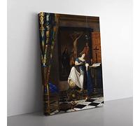Allegory Of The Catholic Faith By Johannes Vermeer Classic Painting Canvas Wall Art Print Ready to Hang, Framed Picture for Living Room Bedroom Home Office Décor, 76x50 cm (30x20 Inch)