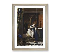 Allegory Of The Catholic Faith By Johannes Vermeer Classic Painting Framed Wall Art Print, Ready to Hang Picture for Living Room Bedroom Home Office Décor, Oak A3 (34 x 46 cm)