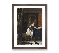 Allegory Of The Catholic Faith By Johannes Vermeer Classic Painting Framed Wall Art Print, Ready to Hang Picture for Living Room Bedroom Home Office Décor, Walnut A3 (34 x 46 cm)