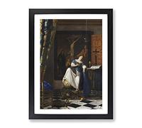 Allegory Of The Catholic Faith By Johannes Vermeer Classic Painting Framed Wall Art Print, Ready to Hang Picture for Living Room Bedroom Home Office Décor, Black A3 (34 x 46 cm)