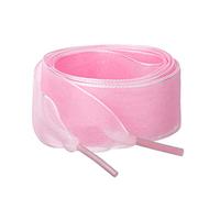 Allegra K 2 Pairs Flat Snow Yarn Shoelaces 2.5cm/4cm Wide Transparent Shoe Laces for Sneakers, Light Pink, 120x4cm/47x1.6"