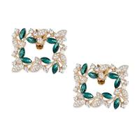 Allegra K 2 PCS Women's Square Rhinestones Shoe Clips Pearls Removable Buckles Shoe Decorations for Gifts, M, Alumide, Rhinestone