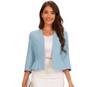 Allegra K Cropped Blazer for Women Peplum Business Casual Suit Jacket Blue