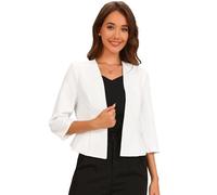 Allegra K Cropped Blazer for Women Peplum Business Casual Suit Jacket White