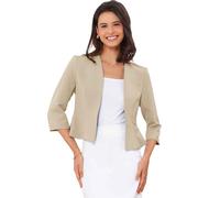 Allegra K Elegant Blazer for Women's Open Front Collarless 3/4 Sleeve Peplum Business Work Suit Jacket Apricot XL