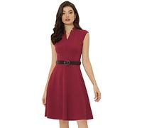 Allegra K Elegant Dress for Women's Split Neck Wear to Work Sleeveless Dresses Wine Red L