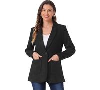 Allegra K Faux Suede Blazer for Women's Lapel Collar One Button Dressy Suit Jacket Black XL
