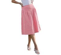 Allegra K Gingham Skirt for Womens Summer Retro High Waist Below Knee Length Flared Skirts Red XL