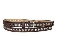 Allegra K Grommet Belt Leather Extra-Skinny Slim Thin Waist Belts for Women Punk Rock Style Coffee 104.5cm/41.14''