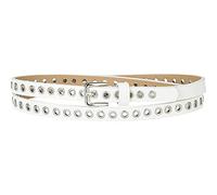 Allegra K Grommet Belt Leather Extra-Skinny Slim Thin Waist Belts for Women Punk Rock Style White 104.5cm/41.14''