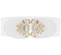 Allegra K Lady Faux Leather Opal Beaded Rhinestone Inlaid Elastic Belt