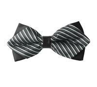 Allegra K Men's Striped Pre-Tied Bow Tie Adjustable Neck Bowties Wedding Formal Ties Gray One Size