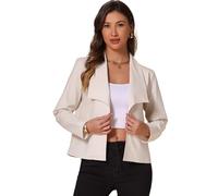 Allegra K Open Front Blazer for Women's Shawl Collar Long Sleeve Casual Dressy Jacket Beige L