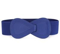 Allegra K Plus Size Interlock Buckle 8-shaped Faux Leather Elastic Belt Cinch Waistband for Lady, Blue, Fit Waist Girth:31"/78.5cm-43"/109cm