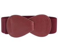 Allegra K Plus Size Interlock Buckle 8-shaped Faux Leather Elastic Belt Cinch Waistband for Lady, Burgundy, Fit Waist Girth:25"/63.5cm-37"/94cm