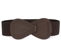 Allegra K Plus Size Interlock Buckle 8-shaped Faux Leather Elastic Belt Cinch Waistband for Lady, Coffee, Fit Waist Girth:25"/63.5cm-37"/94cm