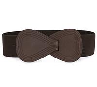 Allegra K Plus Size Interlock Buckle 8-shaped Faux Leather Elastic Belt Cinch Waistband for Lady Coffee Fit Waist Girth:25"/63.5cm-37"/94cm