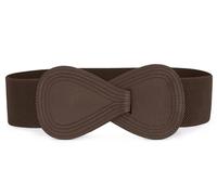 Allegra K Plus Size Interlock Buckle 8-shaped Faux Leather Elastic Belt Cinch Waistband for Lady, Coffee, Fit Waist Girth:31"/78.5cm-43"/109cm