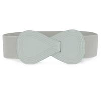 Allegra K Plus Size Interlock Buckle 8-shaped Faux Leather Elastic Belt Cinch Waistband for Lady Gray Fit Waist Girth:25"/63.5cm-37"/94cm