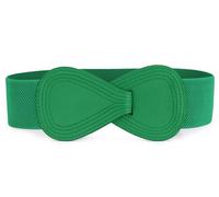 Allegra K Plus Size Interlock Buckle 8-shaped Faux Leather Elastic Belt Cinch Waistband for Lady Green Fit Waist Girth:37"/93.5cm-49"/124cm