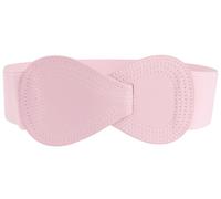 Allegra K Plus Size Interlock Buckle 8-shaped Faux Leather Elastic Belt Cinch Waistband for Lady, Light Pink, Fit Waist Girth:31"/78.5cm-43"/109cm