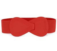 Allegra K Plus Size Interlock Buckle 8-shaped Faux Leather Elastic Belt Cinch Waistband for Lady, Red, Fit Waist Girth:37"/93.5cm-49"/124cm