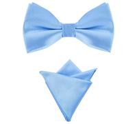 Allegra K Pre-Tied Bow Tie and Pocket Square Set for Men Wedding Tuxedo | white hankies with elegant colored edges, Stiff enough, cotton, Bow Tie and Pocket Square Set