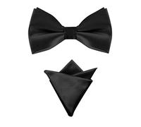 Allegra K Pre-Tied Bow Tie and Pocket Square Set for Men Wedding Tuxedo | white hankies with elegant colored edges, Stiff enough, cotton, Bow Tie and Pocket Square Set