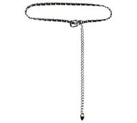 Allegra K Rhinestone Belt for Women Sparkle Chain Plus Size Waist Belt for Jeans Tunic Dresses Black Silver 67-95cm/26.38-37.40"