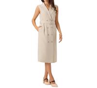 Allegra K Sleeveless Blazer Dress for Women's Notched Lapel Double Breasted Belted Work Office Blazer Apricot XL