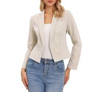 Allegra K Stripe Blazer for Women's Notch Lapel Long Sleeve Open Front Casual Work Office Suit Jackets Khaki M