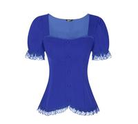 Allegra K Victorian Shirt for Women's Sweetheart Neck Puff Short Sleeve Lace Up Gothic Blouse Royal Blue M