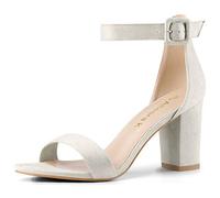 Allegra K Woman Chunky High Heel Ankle Buckle Strap Sandals Gray 8 UK/Label Size 10 US
