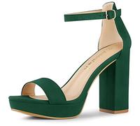 Allegra K Woman High Chunky Heel Ankle Strap Platform Sandals Green 5 UK/Label Size 7 US