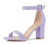 Allegra K Woman Open Toe Chunky High Heel Ankle Buckle Strap Sandals Light Purple 3.5 UK/Label Size 5.5 US