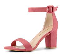 Allegra K Woman Open Toe Chunky High Heel Ankle Buckle Strap Sandals Watermelon Red 7 UK/Label Size 9 US