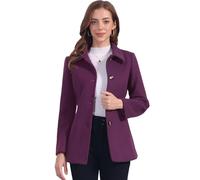 Allegra K - woman winter jacket work office single breasted collar, Dark Purple, G