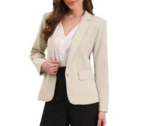 Allegra K Women Casual Work Blazer Long Sleeve One Button Front Work Jackets Office with Straps, dark khaki, S