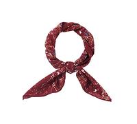 Allegra K Women Chiffon Scarves - 27.6" X27.6" - Floral Print Square Kerchief Neck Scarf Neckerchief Wine Red 70x70cm/27.6x27.6 inches(LxW)